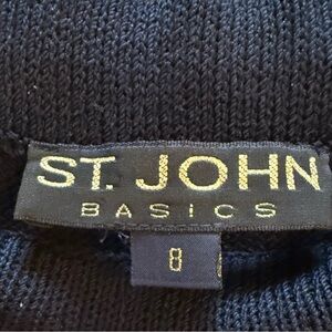 St. John Basics Santana Knit Pan Suit Size 8 Dark Navy Blue